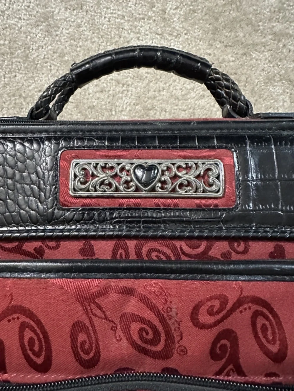Vintage Brighton RETIRED Brown Leather Black Carryon Wheeled Laptop Travel Bag